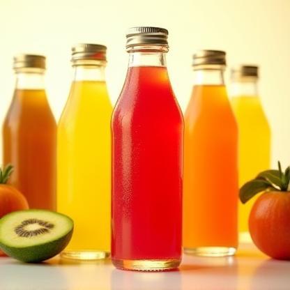 Bottles of vibrant cold-pressed juices